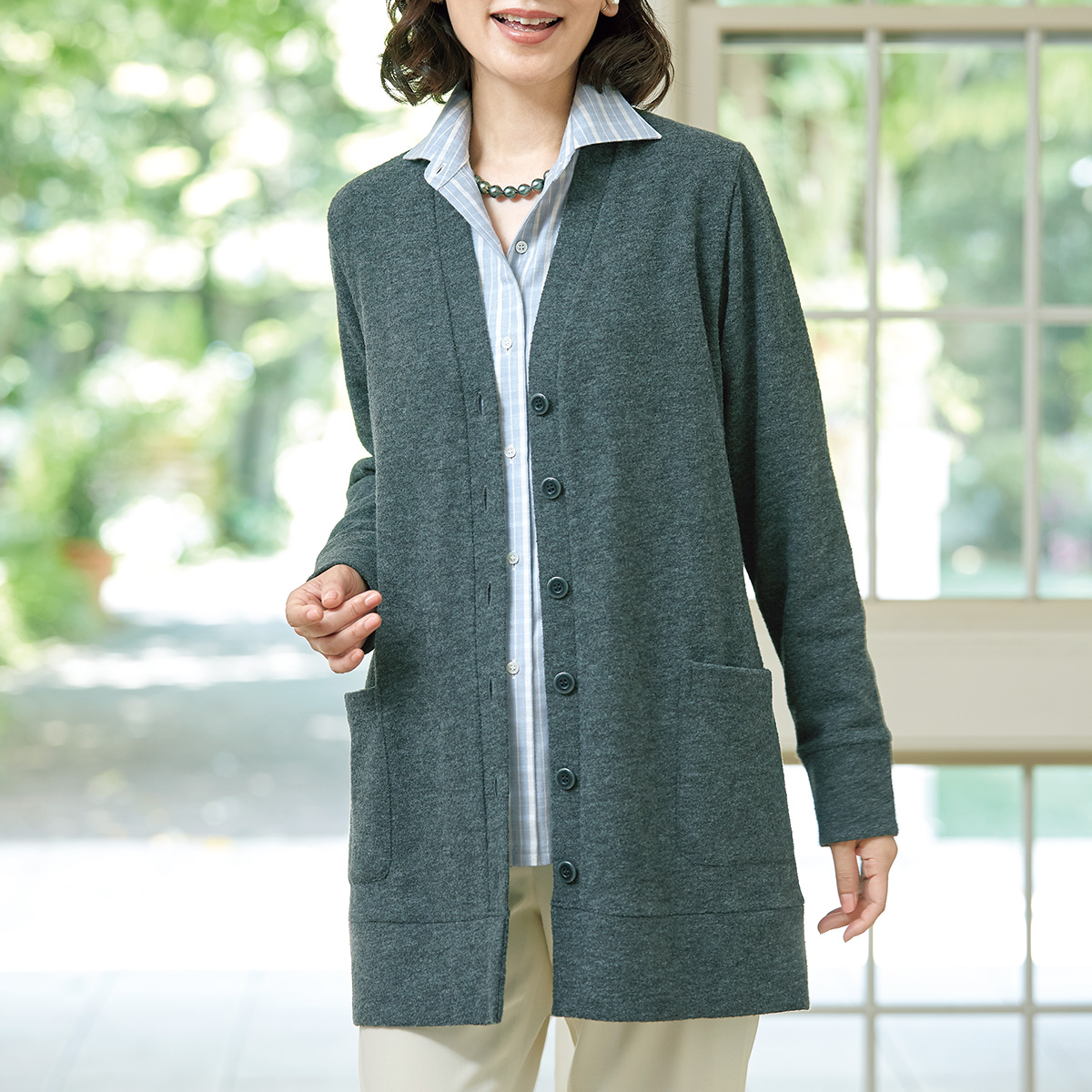 トモコのコットンハウス ロング丈カーディガン ライトアップオンラインストア