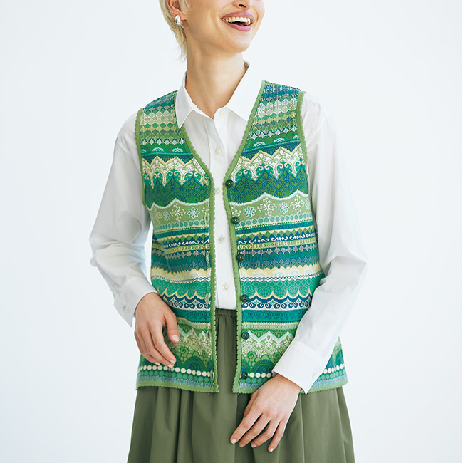 ジャカードニットベスト／当社限定