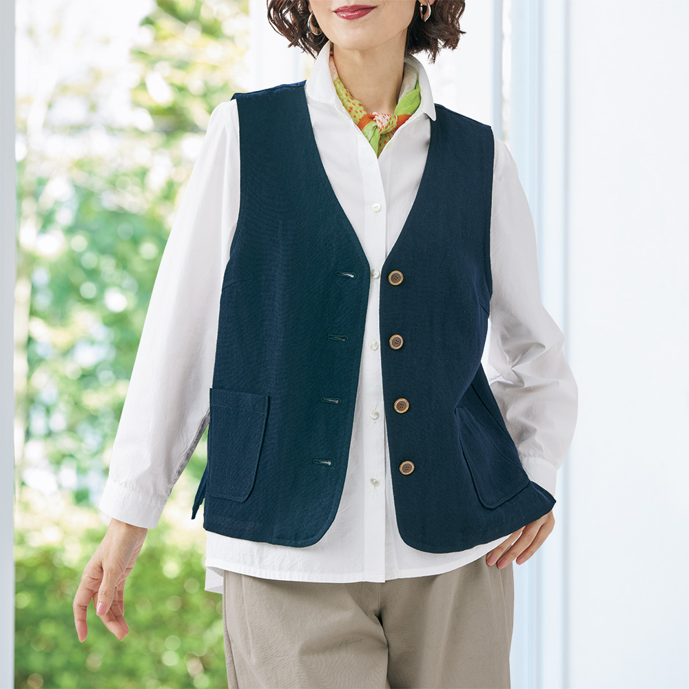 ウールリネンベスト