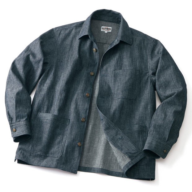 リネン混ピケ織り素材のシャツジャケット