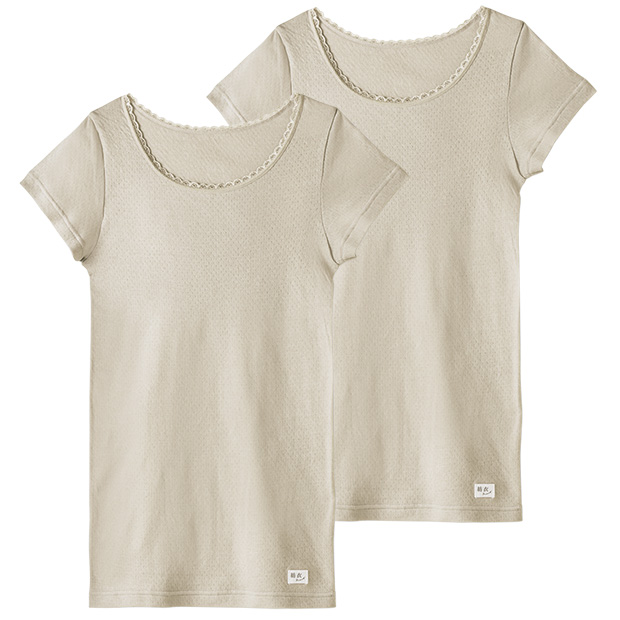 綿100％ふんわりインナーTシャツ／2枚組
