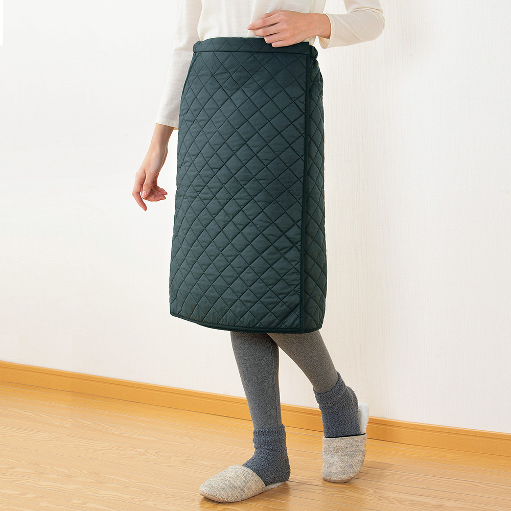 羊毛キルティング･ロング巻きスカート