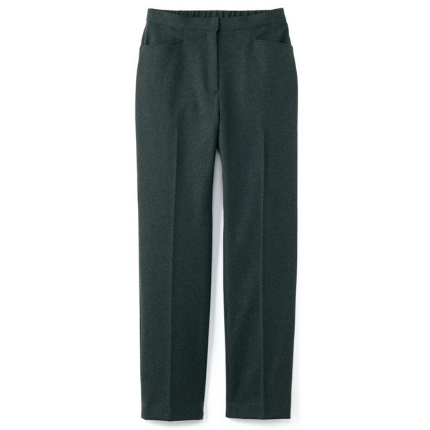 両面起毛ストレッチ・前開きテーパードパンツ