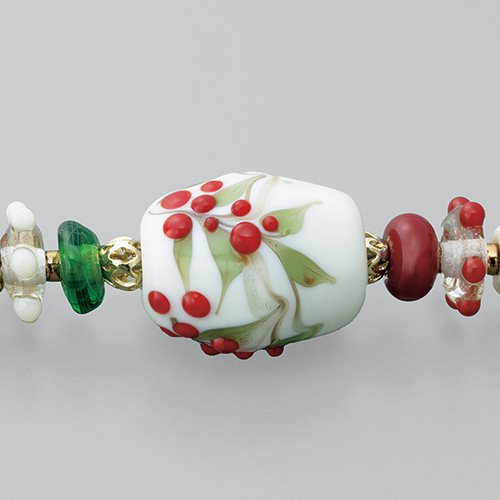 トンボ玉イヤリング／南天