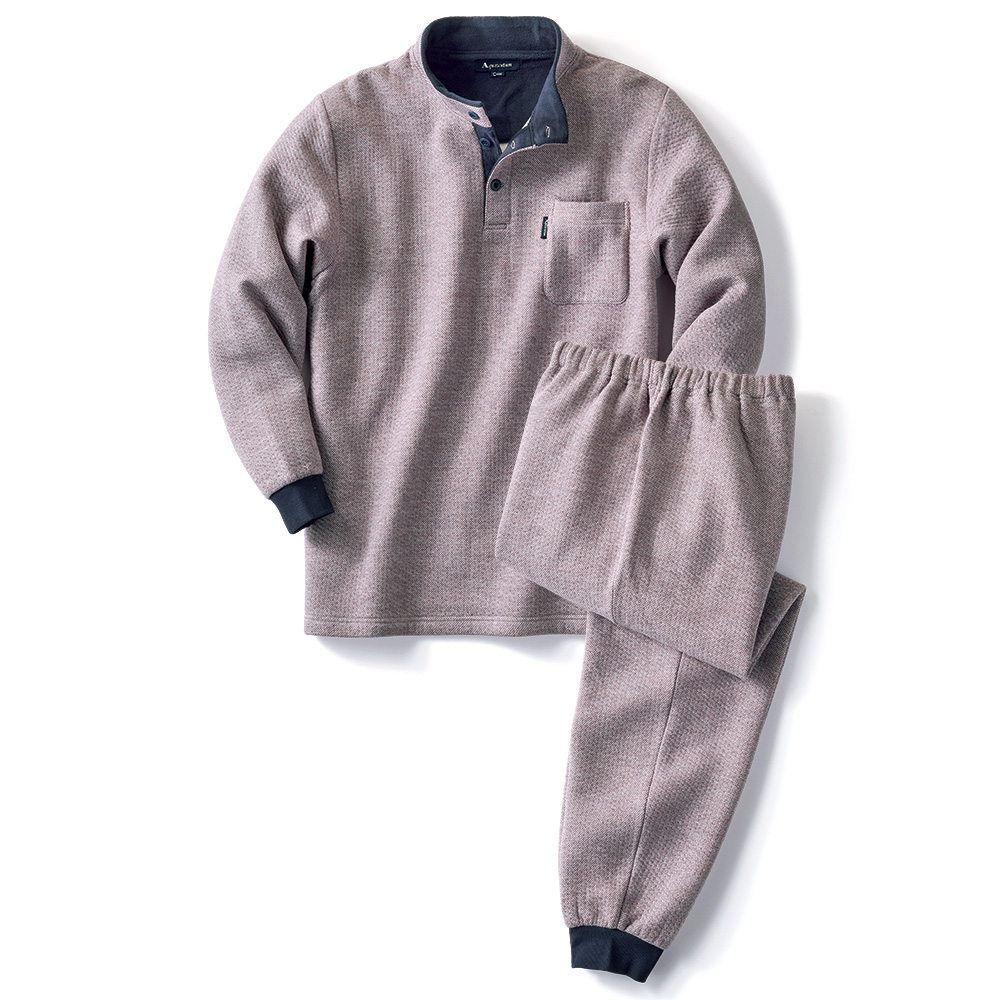 中わた接結・ハイネックパジャマ