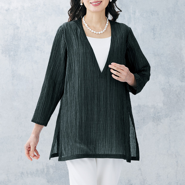 小千谷縮･Vネックプルオーバー