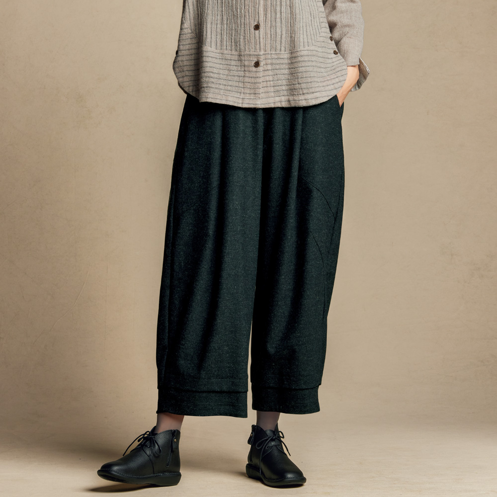 ウール･カシミヤ混ゆったりパンツ