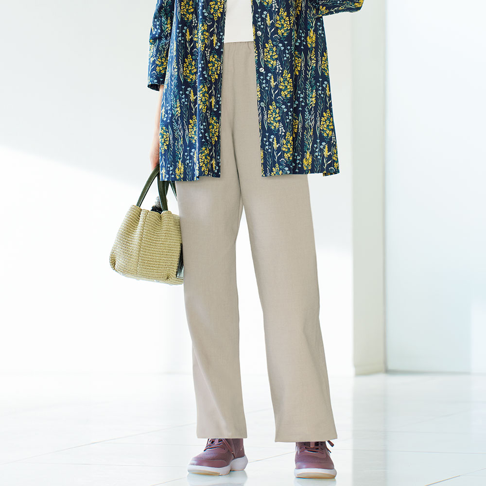 麻混イージーパンツ