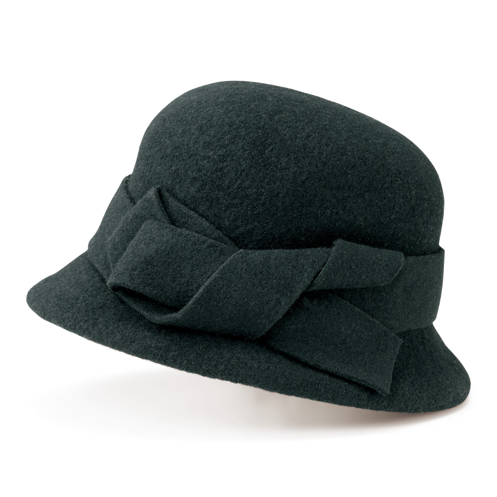 リボン付き縮じゅうウールハット