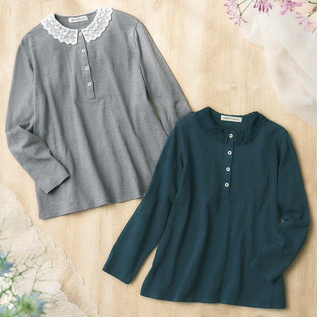 レース襟デザインプルオーバー