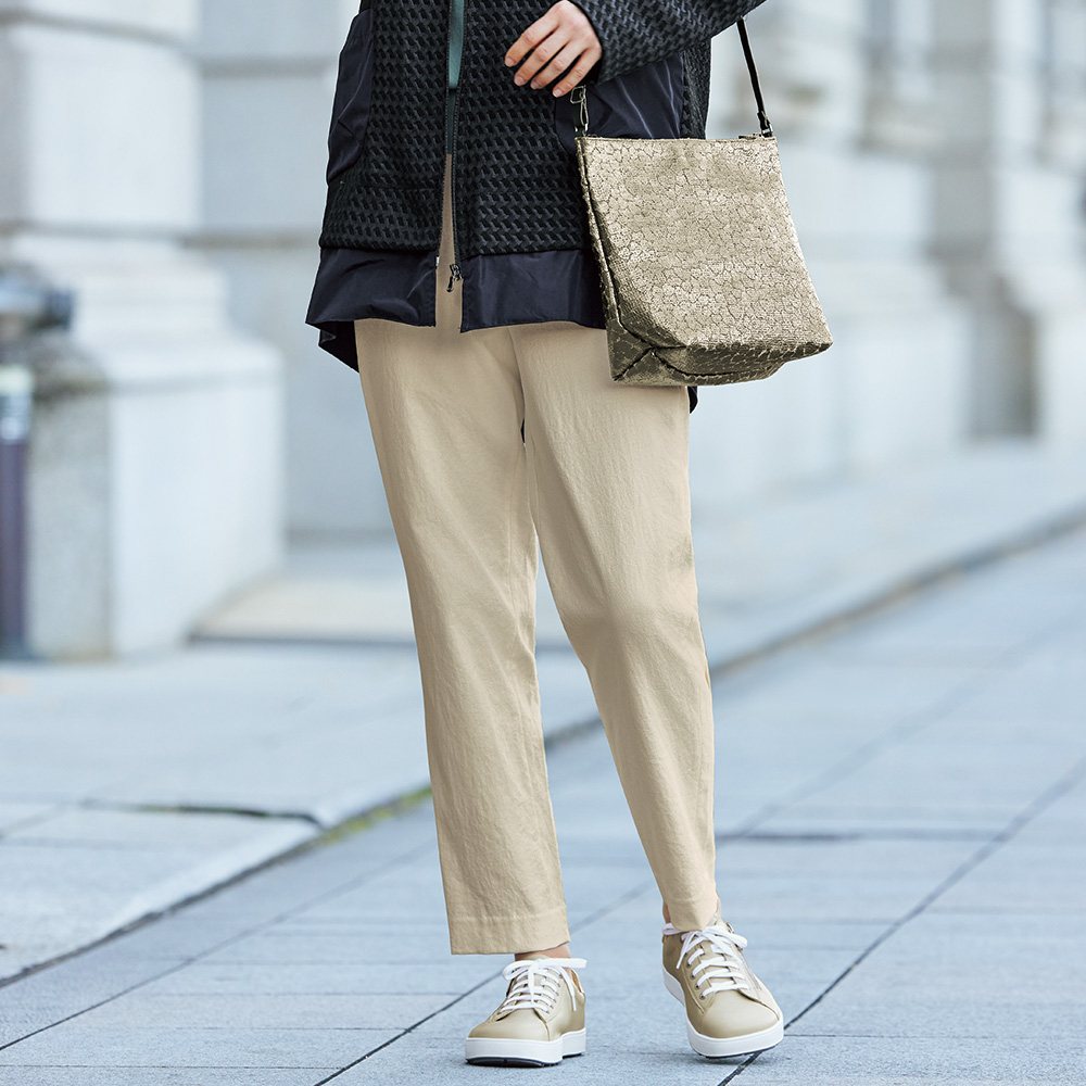 綿混テーパードパンツ