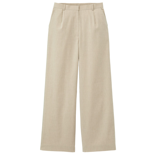 レティッシュシャンブレー･ストレッチワイドパンツ