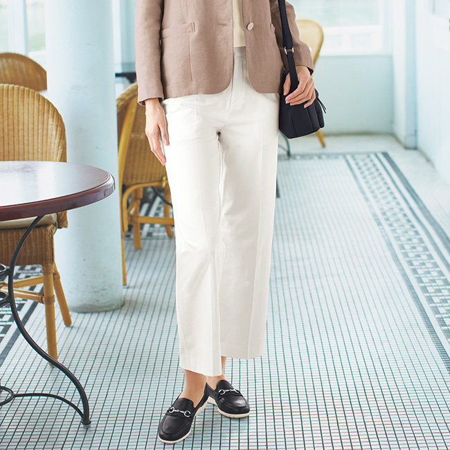 コットンリネン混セミワイドパンツ
