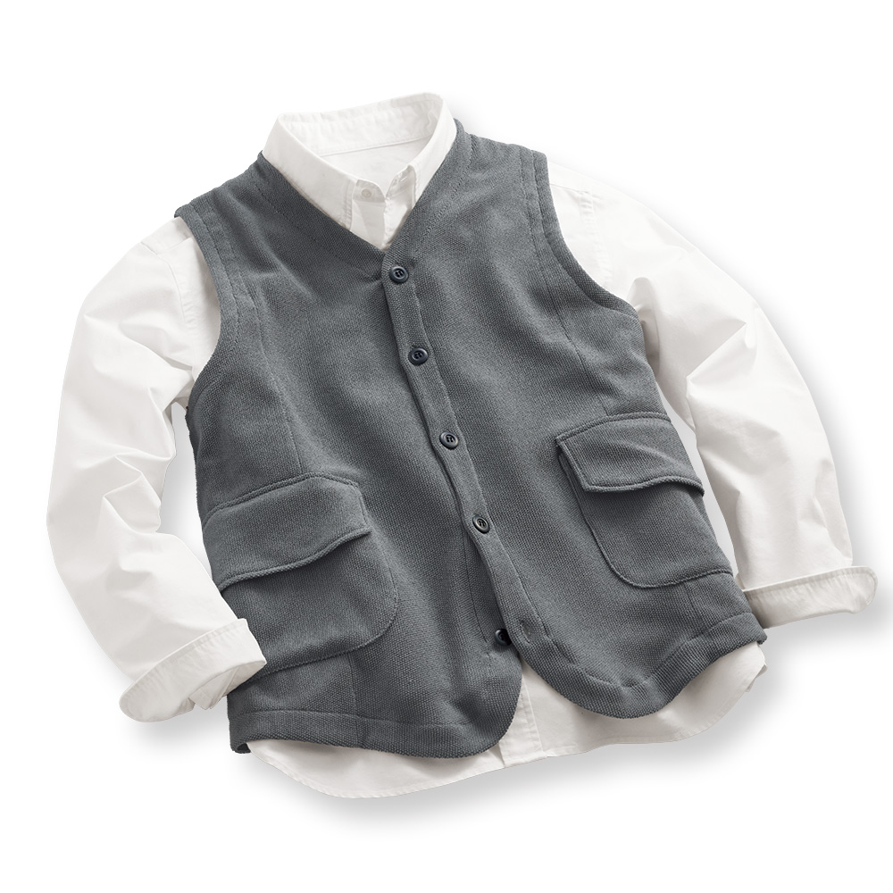 強撚コットン鹿の子のワークベスト