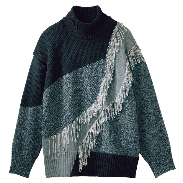 ハイネックデザインプルオーバー