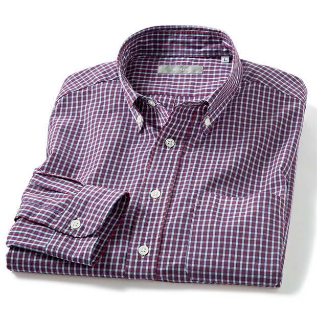 コットンブロードチェック長袖シャツ