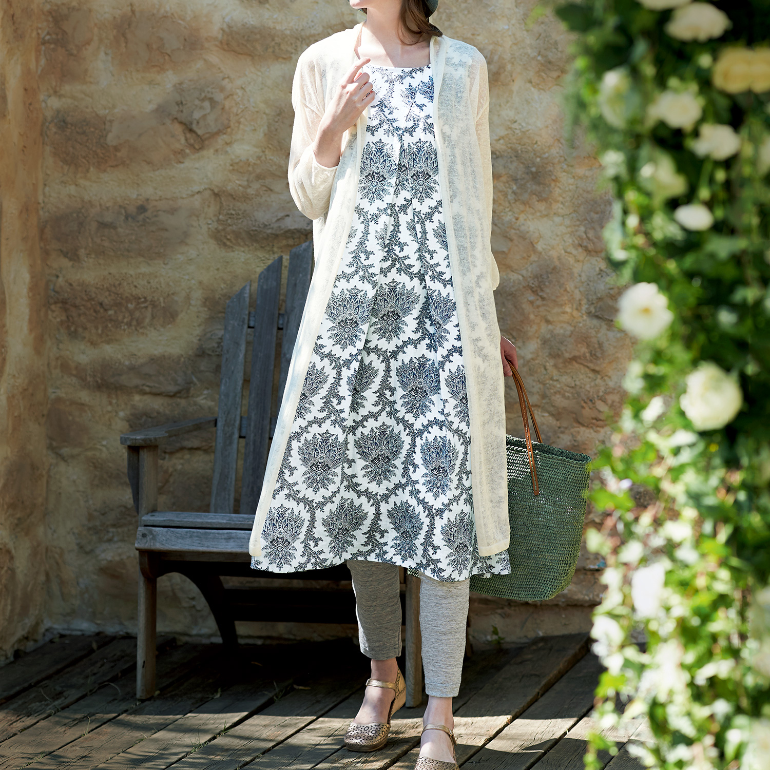 ノフル リトアニアリネンのプリントワンピース ライトアップオンラインストア