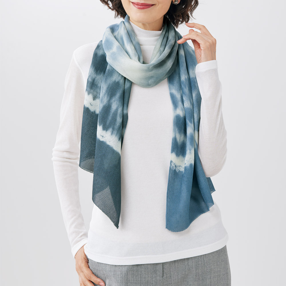 シルク擬紗織り･絞り染めストール