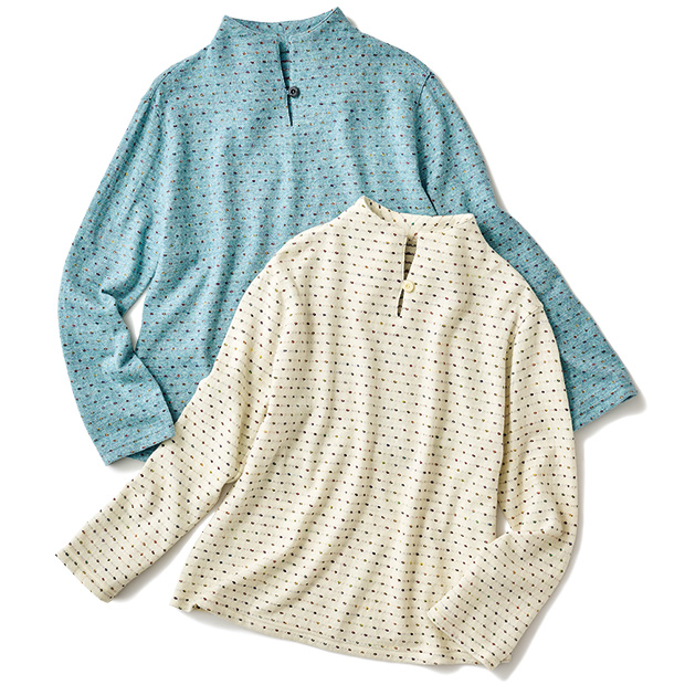 アンゴラ混絣ドットボーダープルオーバー