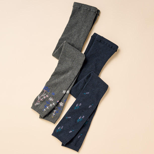 コットン混レギンス／2柄セット