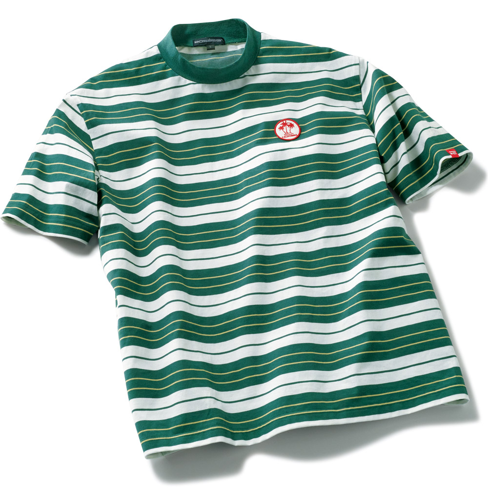 ボーダーモックネックTシャツ