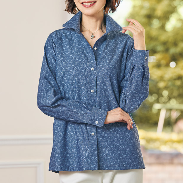 ジャカード･ラウンドカラーシャツ