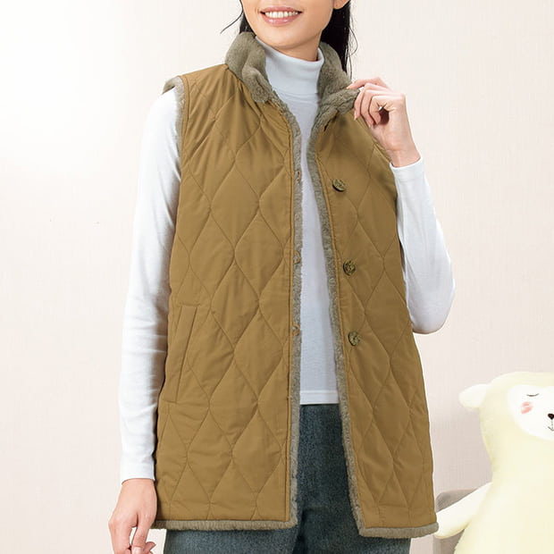 メリノンのロングベスト／リバーシブル