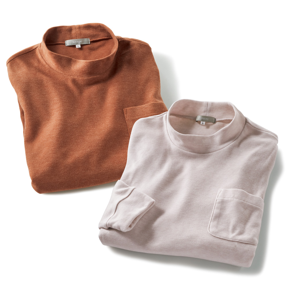 吸湿発熱ハイネックシャツ／2色セット