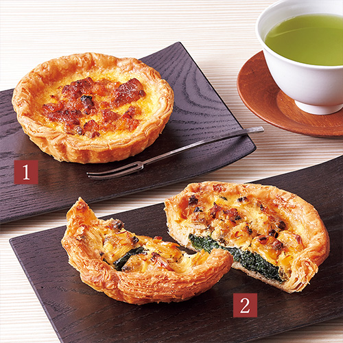 1.紅はるかと鶏肉、2.あさりと小松菜