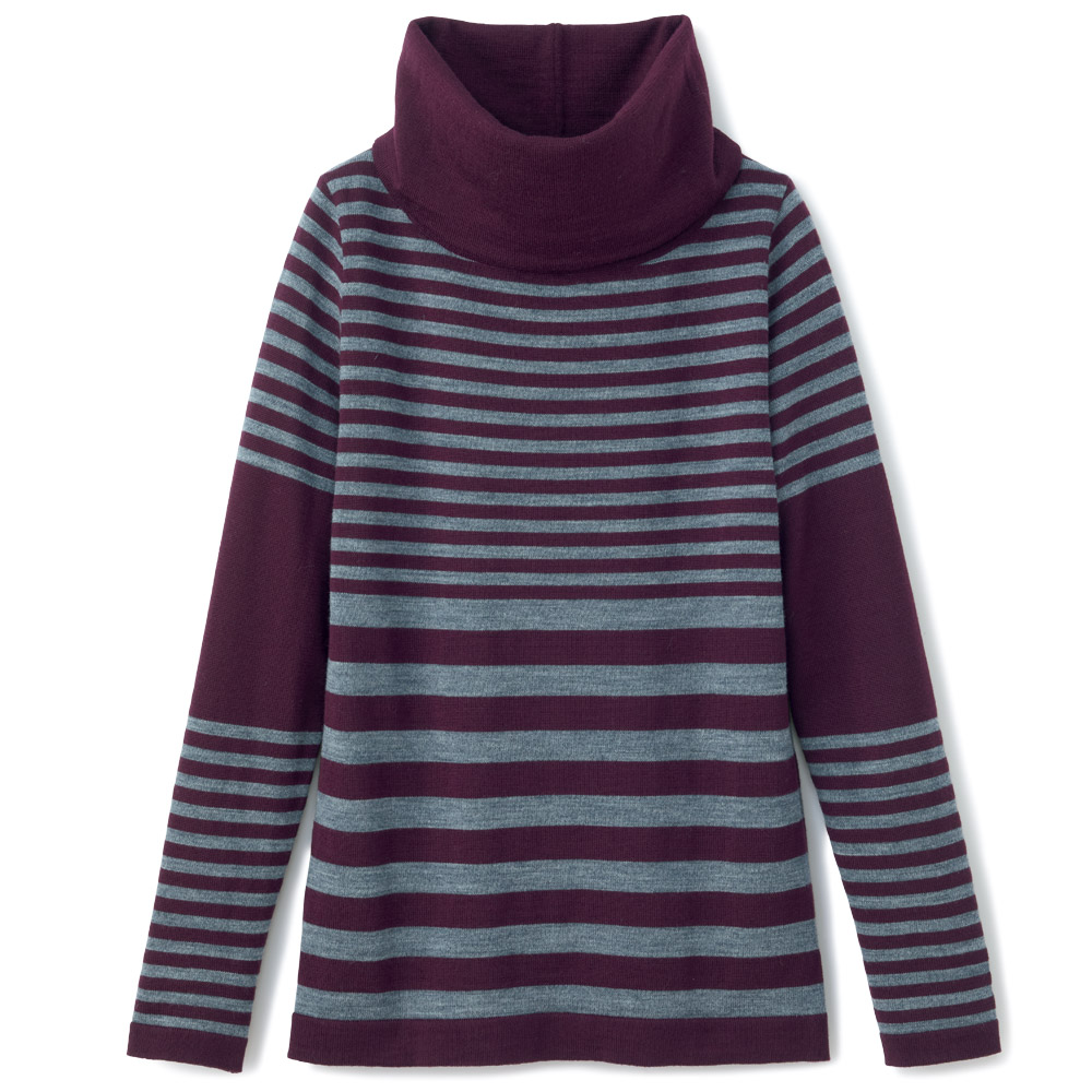 ウールボーダーオフタートルネックプルオーバー