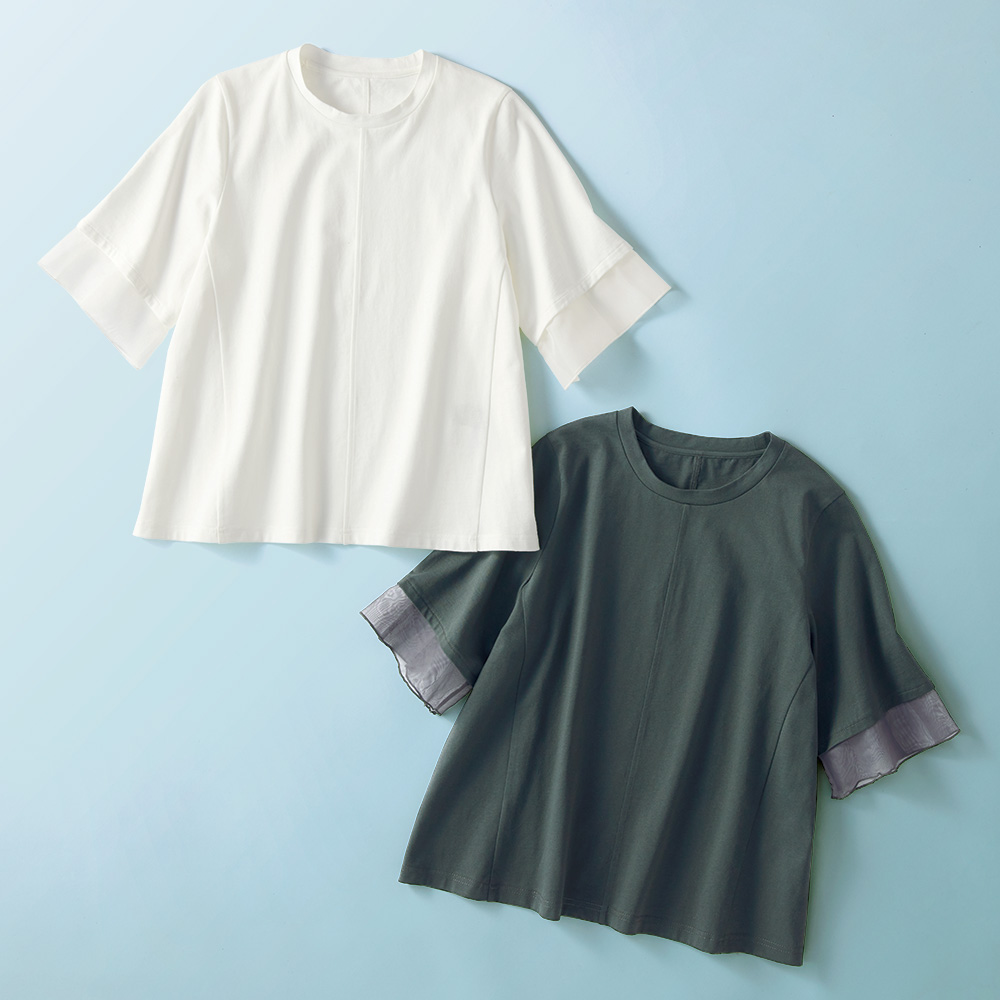 フレアースリーブ･切り替えプルオーバー