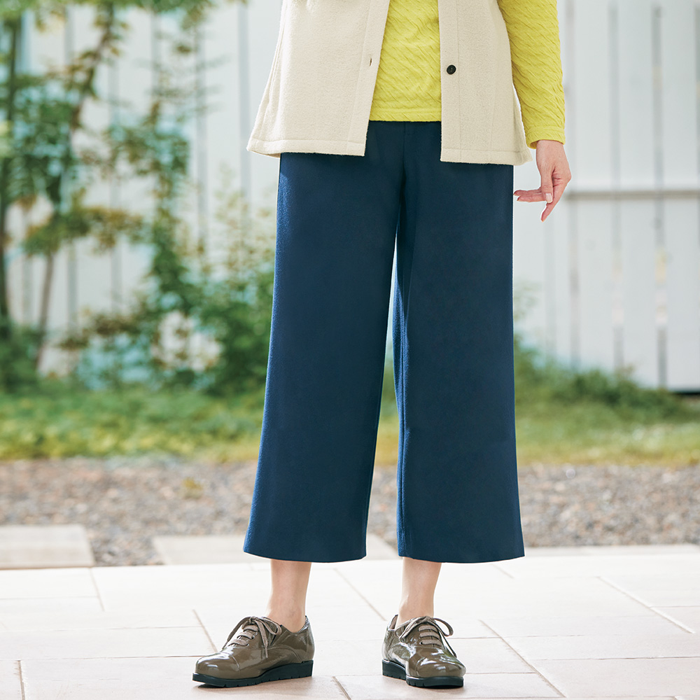 ストレッチフランネル･ワイドクロップドパンツ