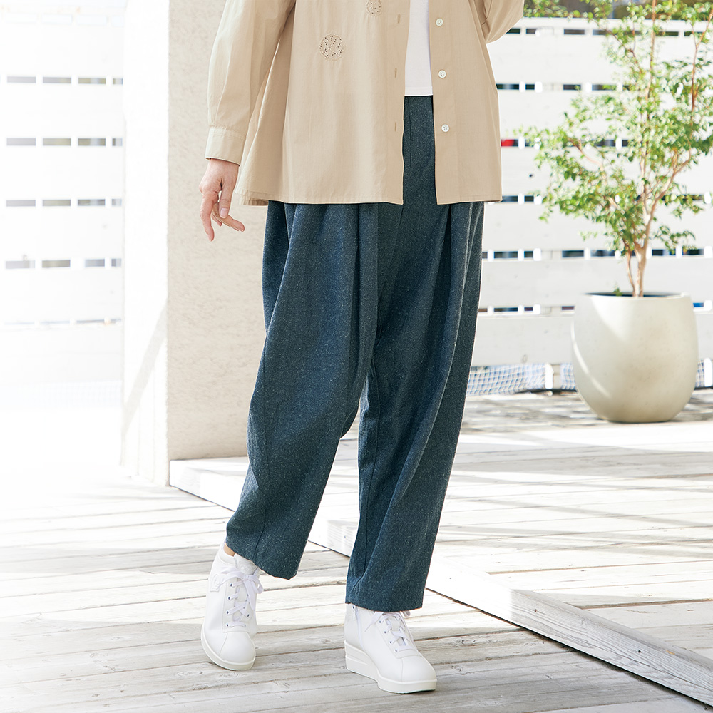 コットンシルクのデニムパンツ