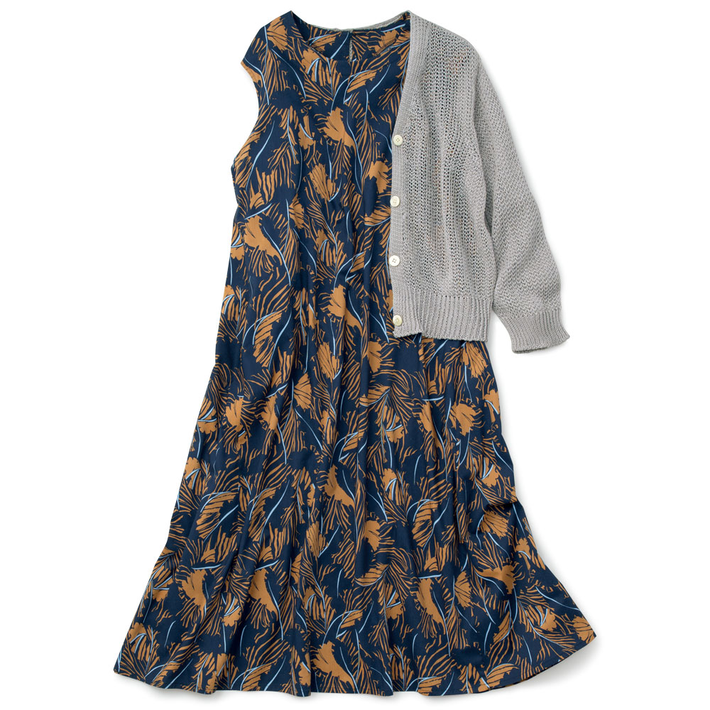 ボタニカルプリントワンピース