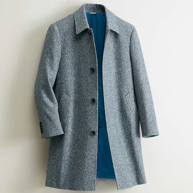 ラムウール･シルク混ステンカラーコート