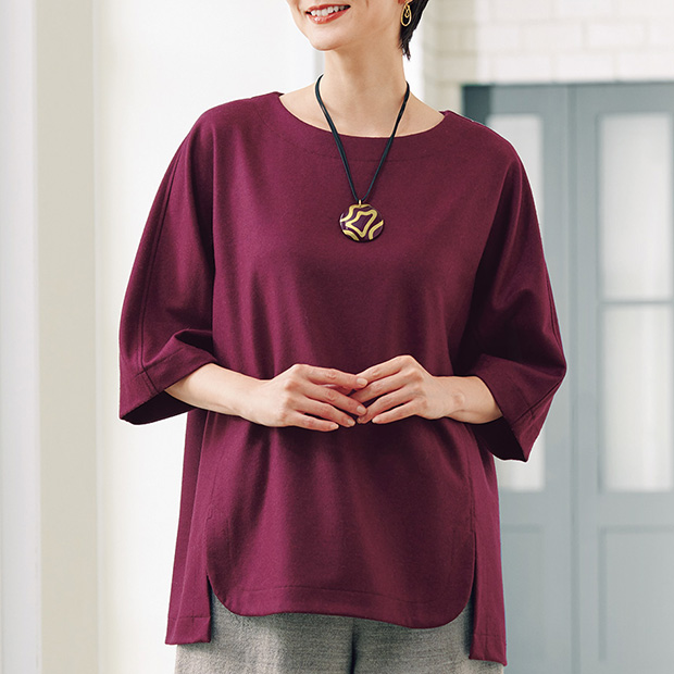 ウールシルク混のプルオーバー