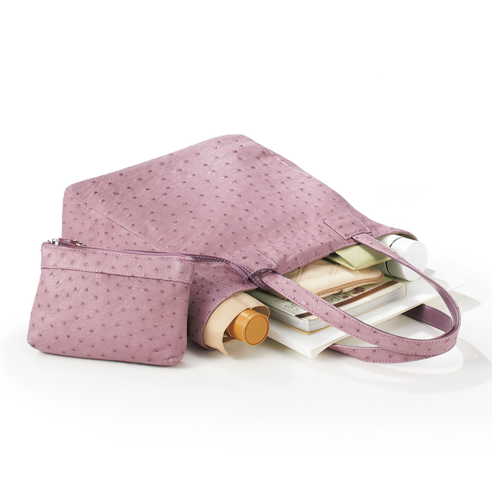 オーストリッチのソフトトート／ポーチ付き