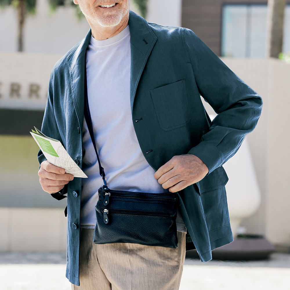 鹿革スリムトラベルショルダー