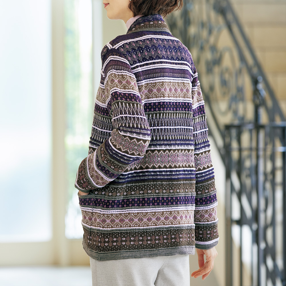 フェアアイル模様のニットジャケット