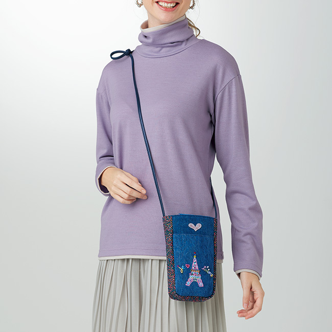 刺しゅう･デニムポシェット／モナ･ムール