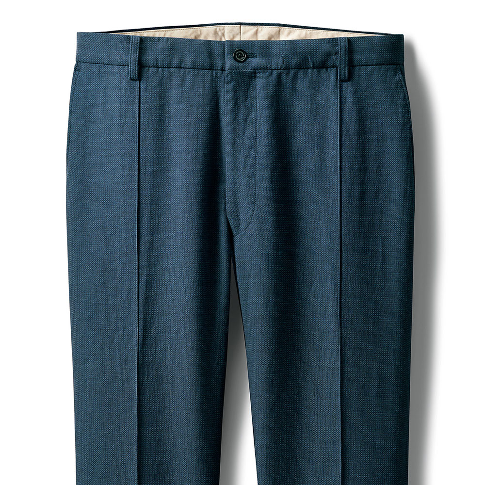 麻混ストレッチワッフルスラックス