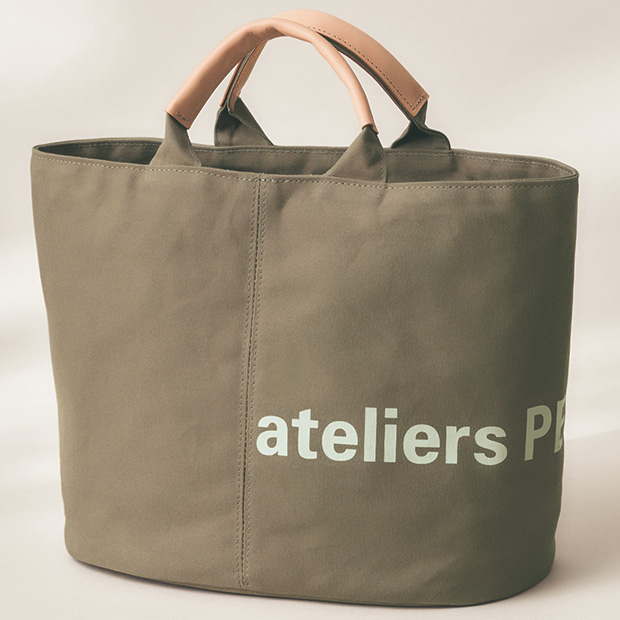 オリジナル帆布生地のオーバルトートバッグ／当社限定