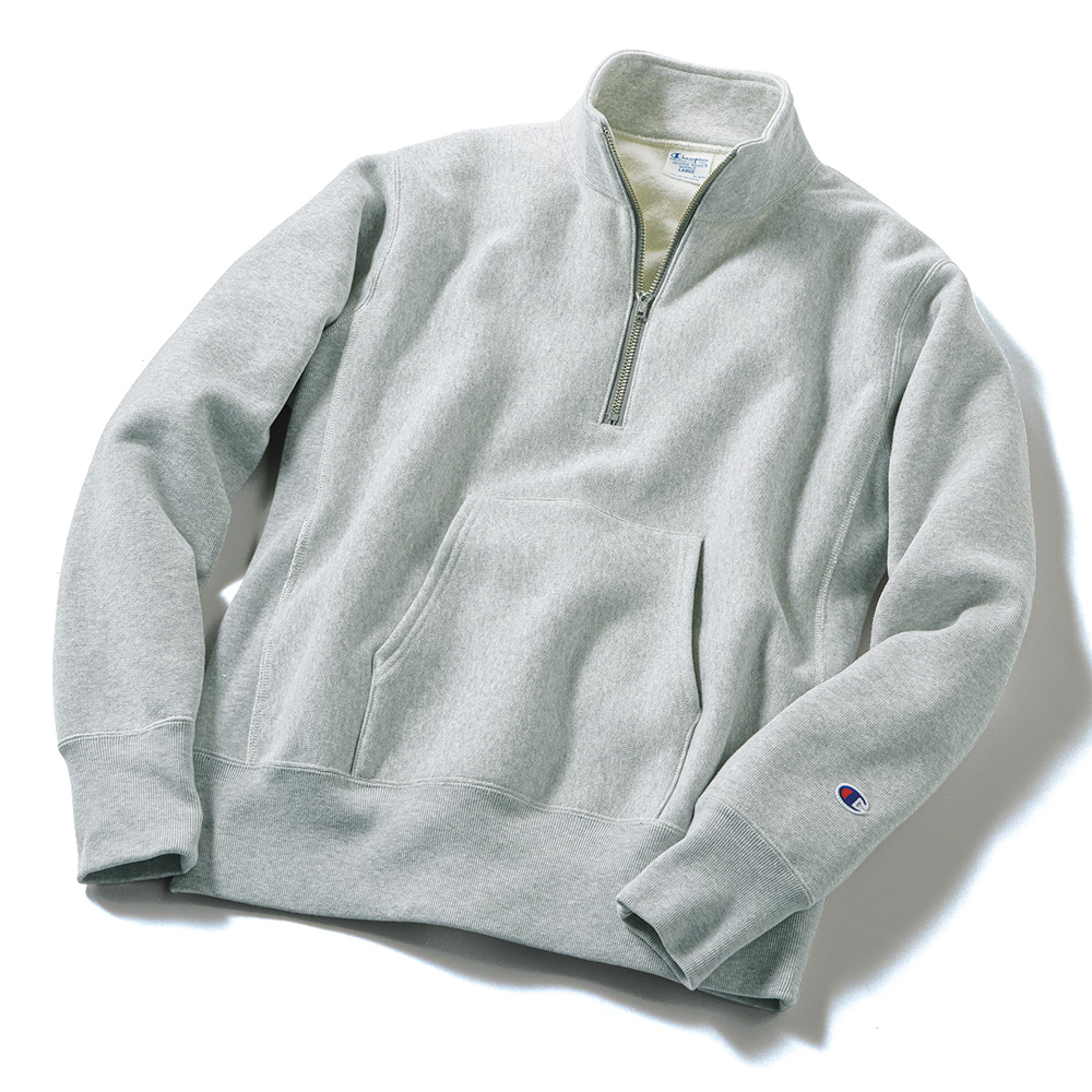 リバースウィーブ･裏起毛ハーフジップシャツ