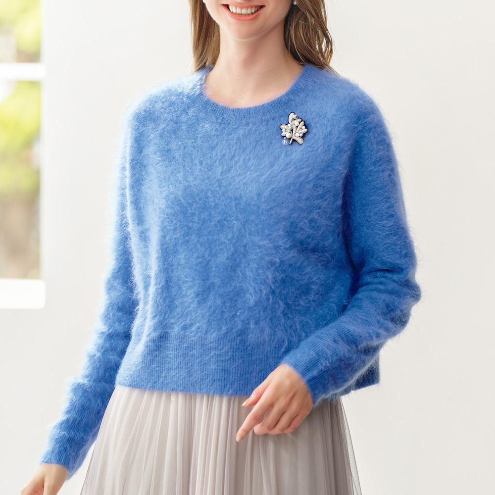 ファー加工カシミヤニットプルオーバー