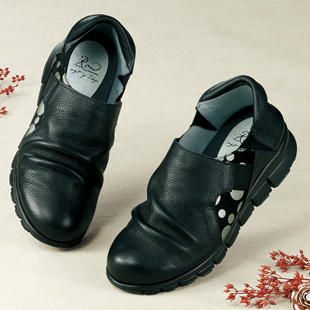 プリントレザー使いスリップオン