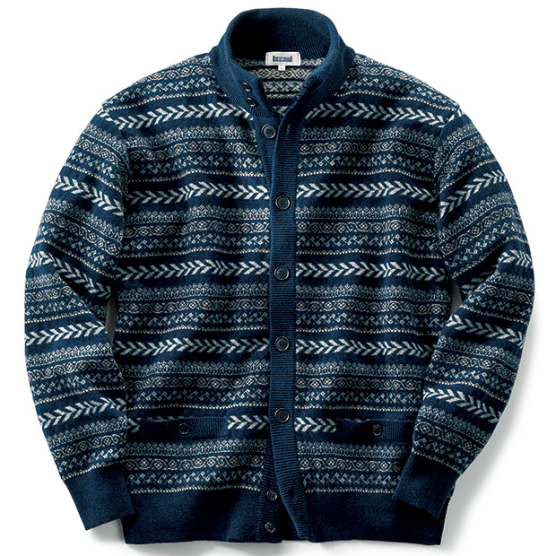 ラムウール･フェアアイル風ハイネックカーディガン