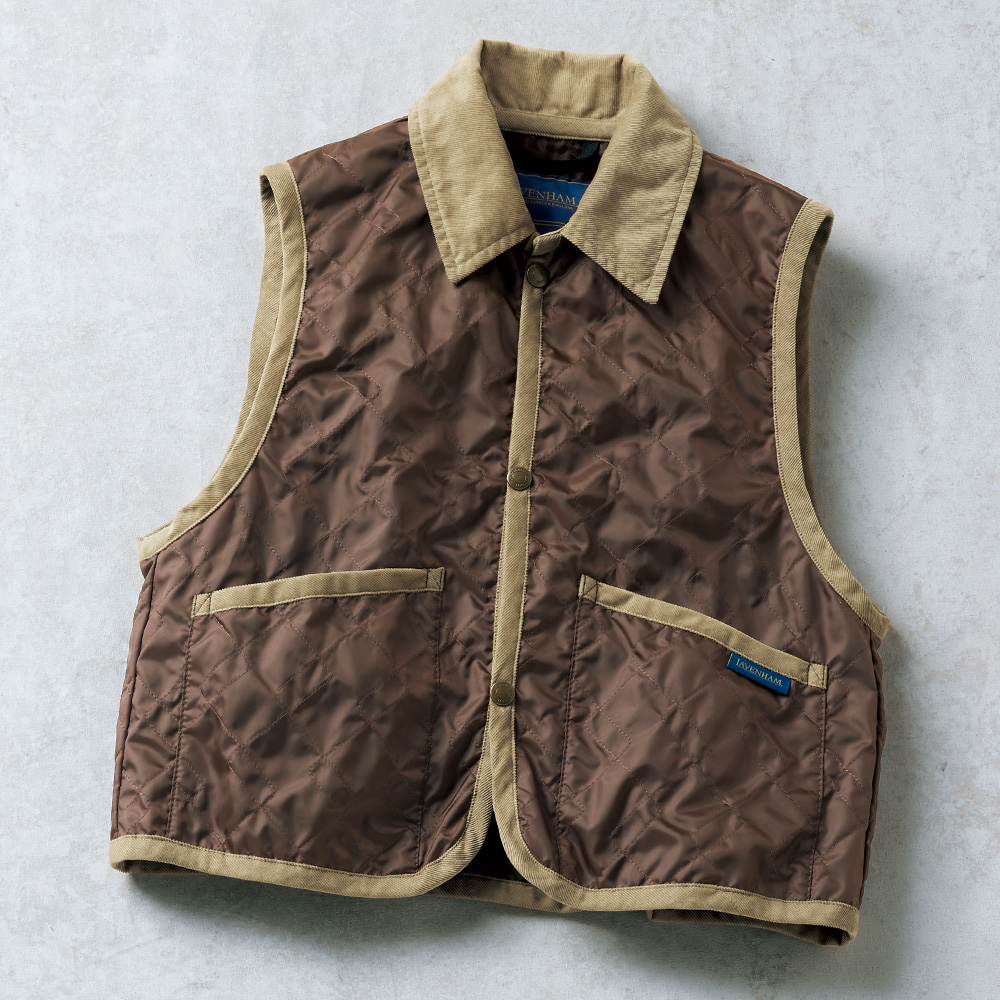 襟付きキルティングジレ