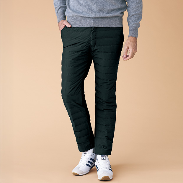 フロントダウンの撥水テーパードパンツ メンズ