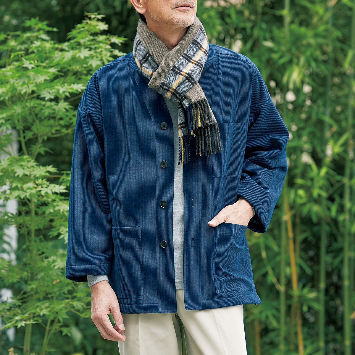 野川染織工業 武州藍染の点消方風半纏 ライトアップオンラインストア