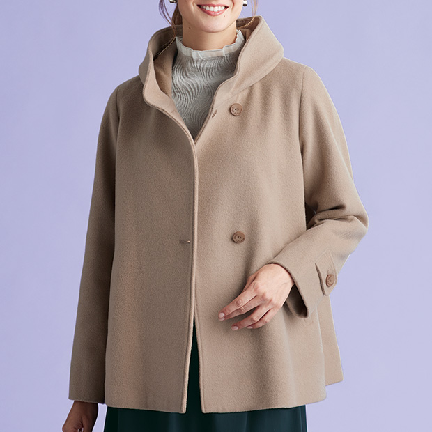 フーディー風ビーバーショートコート